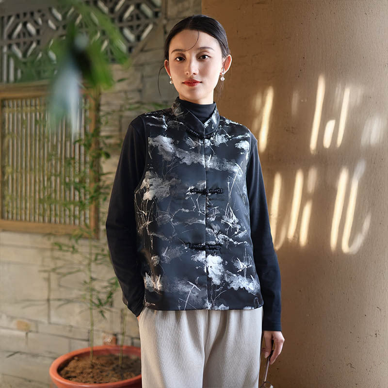 Thicken Vest Han Element Clothing Women's Moran 墨染 Modern Hanfu Thickened  Autumn Winter Spring