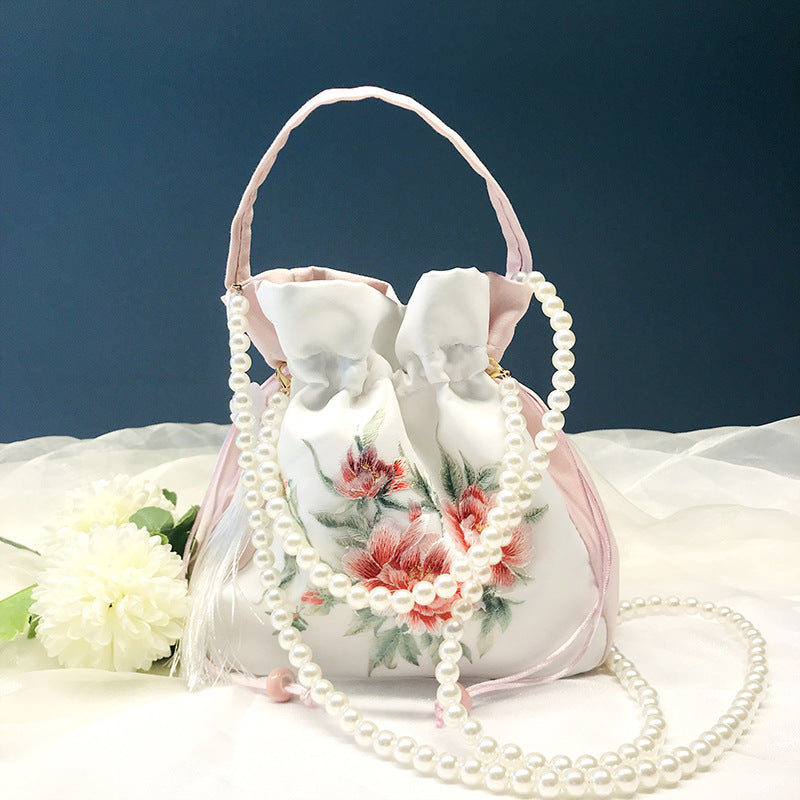 Chinese Style Drawstring Handbag Pearl Embroidery Bags Nang 囊