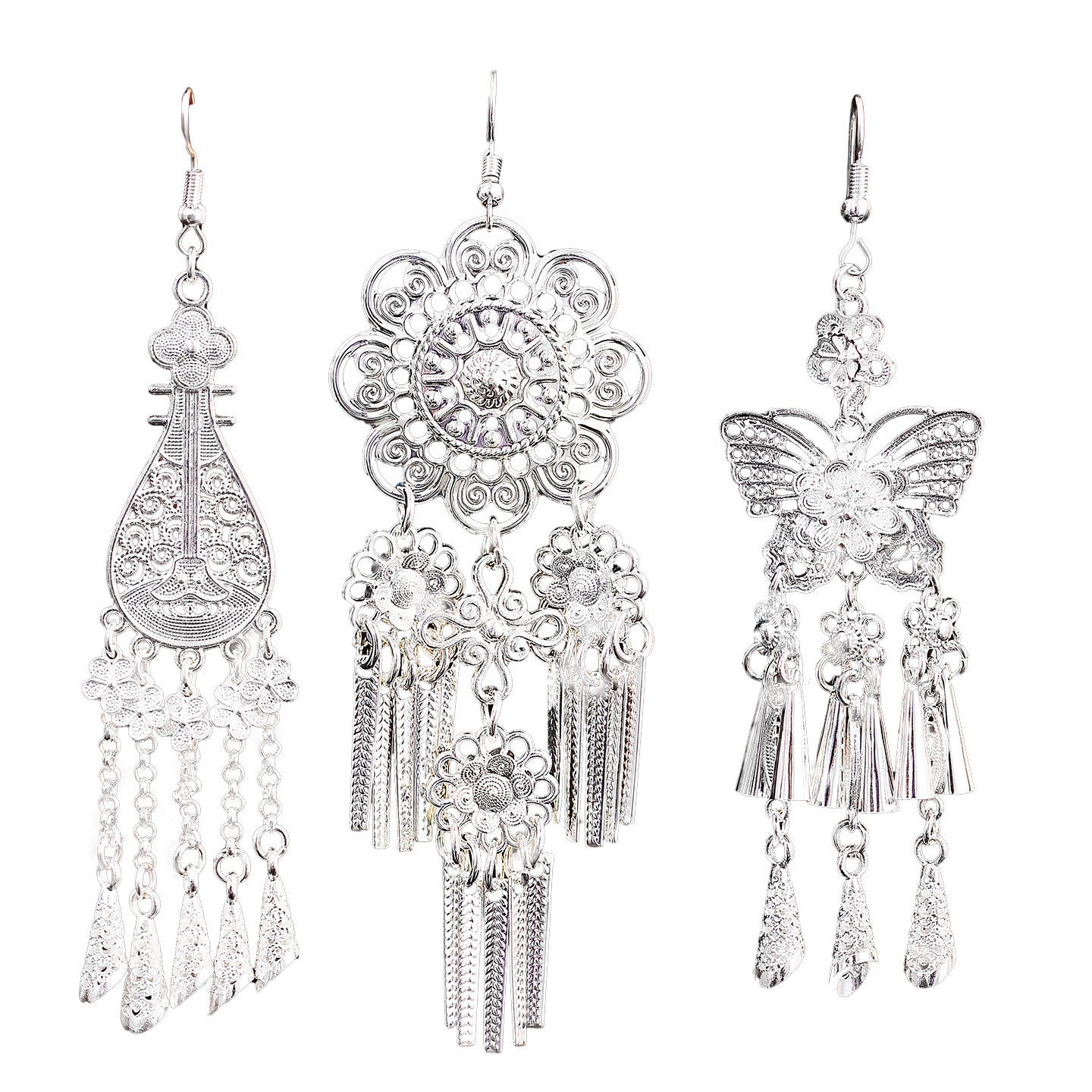 Miao Traditional Chinese Earrings Diebian 蝶变 Hanfu Nationality Accessories