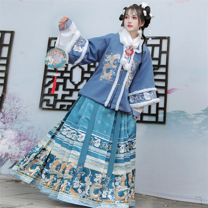 Ming Dynasty Dress Women's Mamian Skirt Rabbit 兔 Chinese Style Lunar New Year Clothes Winter