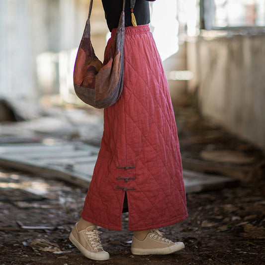 Linen Ticken Skirt Qingjia "清嘉" Han Element Clothing Women's Modern Hanfu Winter Autumn