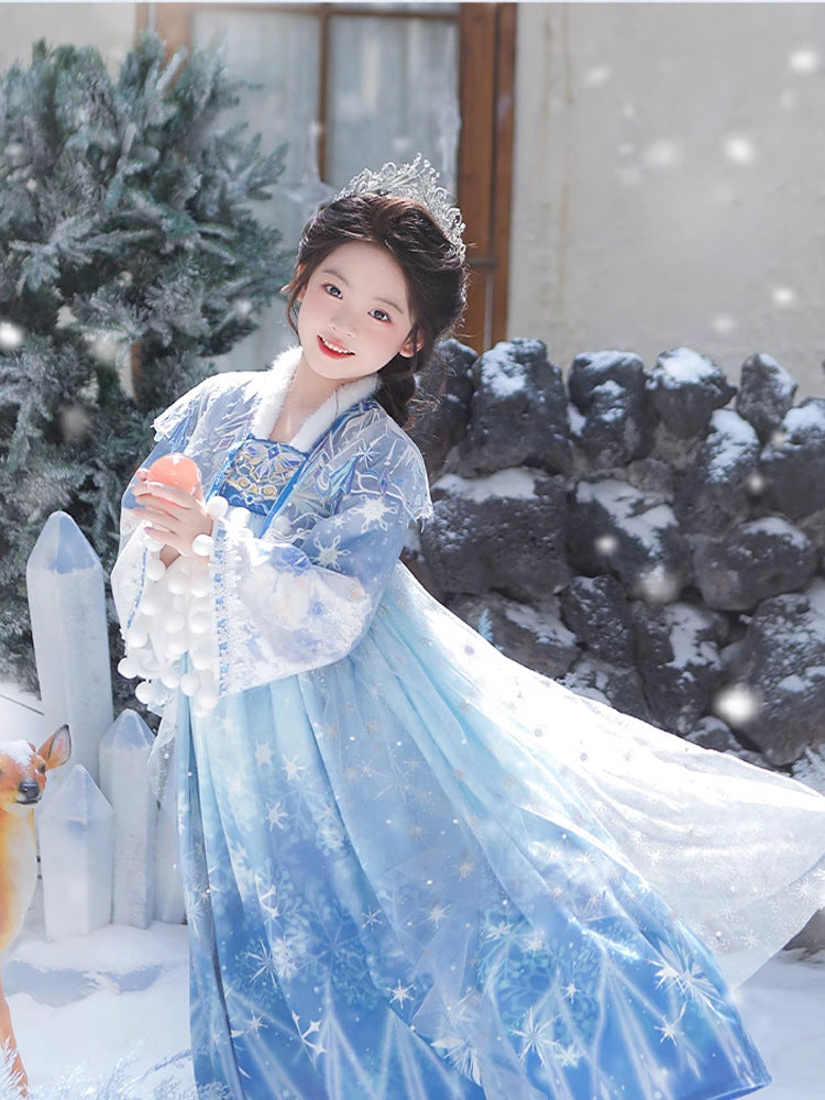 Tang Dynasty Girl Velvet Ruqun Bingmeng 冰梦 Children's Chinese Traditional Clothing Hanfu Suit