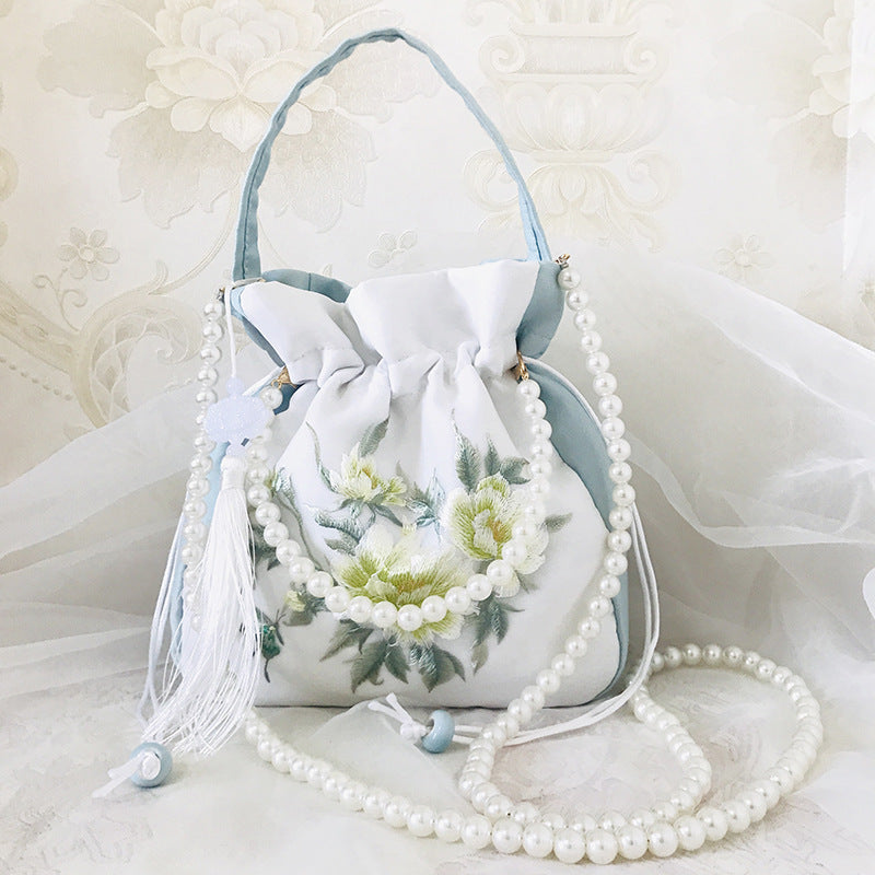 Chinese Style Drawstring Handbag Pearl Embroidery Bags Nang 囊