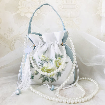 Chinese Style Drawstring Handbag Pearl Embroidery Bags Nang 囊