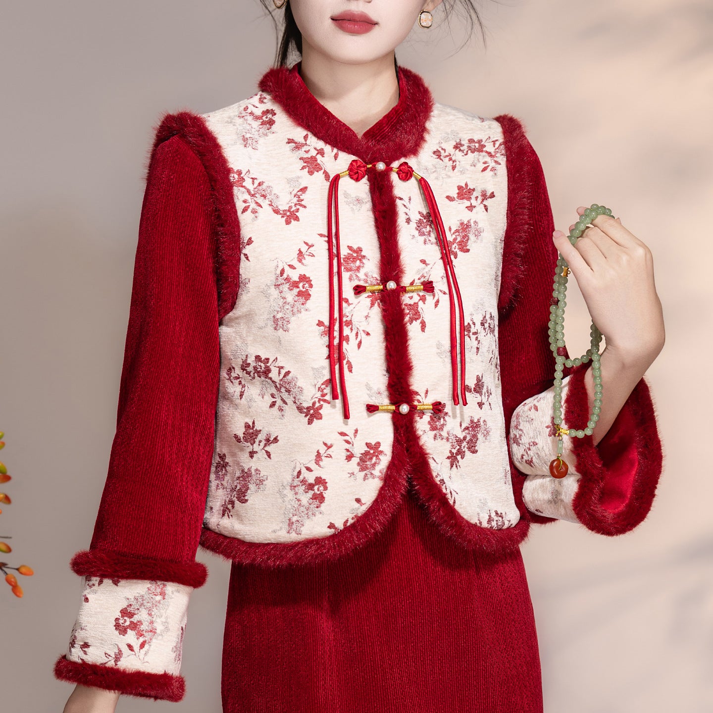 Women's Qipao Wangyue 望月 Asian Thicken Dress Chinese Modern Hanfu Clothing Velvet Cheongsam Winter