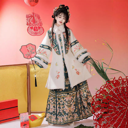 Ming Dynasty Dress Women's Mamian Skirt Songdie 颂蝶 Thicken Chinese Style Lunar New Year Clothes Winter