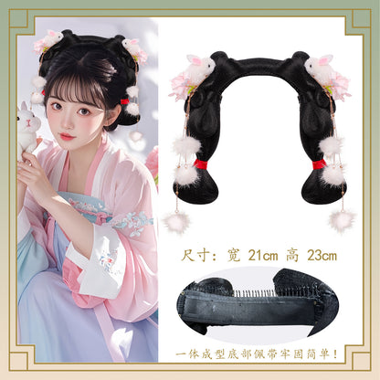Traditional Chinese Hairstyle Wig Zanghua 葬花 Hanfu Historical Royal Hairpieces