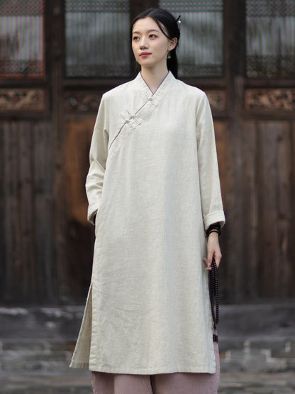 Linen Dress Monian "默念" Han Element Clothing Women's Modern Hanfu Spring Autumn