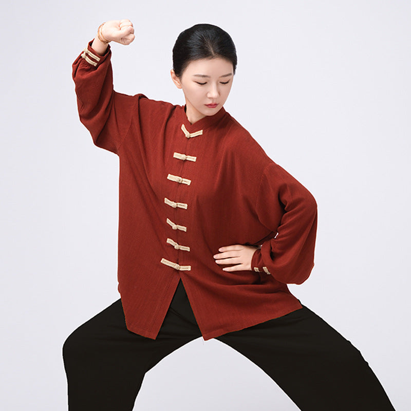 Thickened Tai Chi Quan Clothing Sanyuan 三元 Gender Neutral Chinese Kungfu Traditional Linen Hanfu Autumn Winter