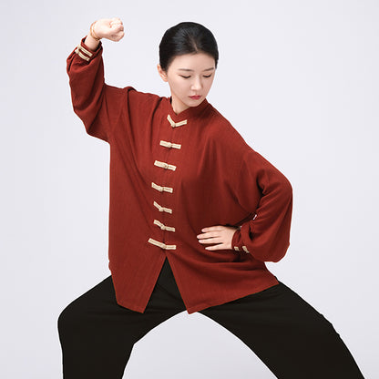 Thickened Tai Chi Quan Clothing Sanyuan 三元 Gender Neutral Chinese Kungfu Traditional Linen Hanfu Autumn Winter
