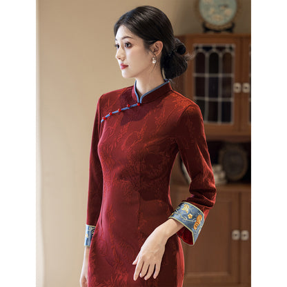 Women's Qipao Manyue 满月 Asian Dress Chinese Modern Hanfu Clothing Cheongsam Autumn Spring