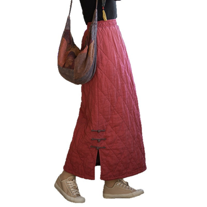 Linen Ticken Skirt Qingjia "清嘉" Han Element Clothing Women's Modern Hanfu Winter Autumn