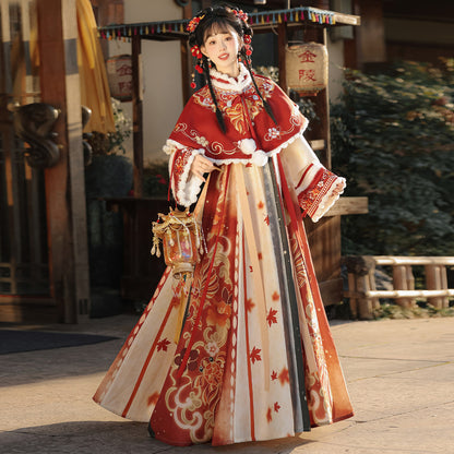 TANG Dynasty Clothing Jinsuihuan 锦岁欢 Ruqun Women's Chinese Traditional Thicken Velvet Hanfu Autumn Winter