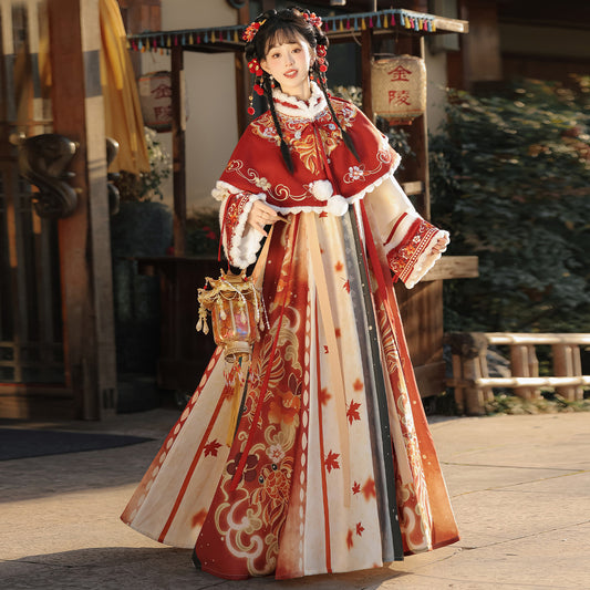 TANG Dynasty Clothing Jinsuihuan 锦岁欢 Ruqun Women's Chinese Traditional Thicken Velvet Hanfu Autumn Winter