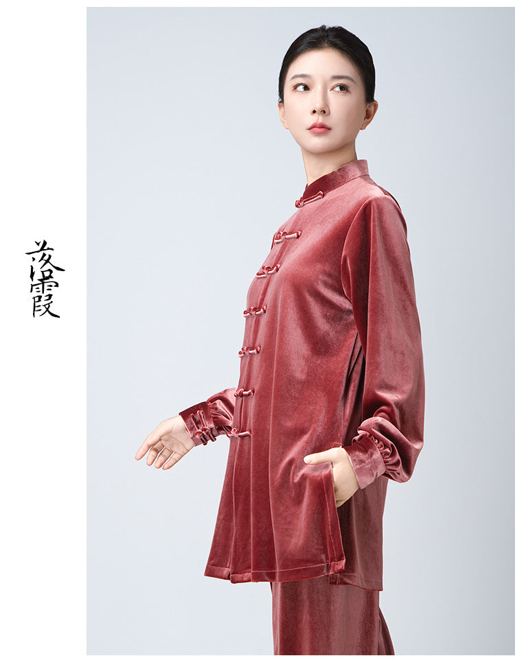 Thickened Tai Chi Quan Velvet Penglai 蓬莱 Clothing  Gender Neutral Chinese Kungfu Traditional Hanfu Autumn Winter