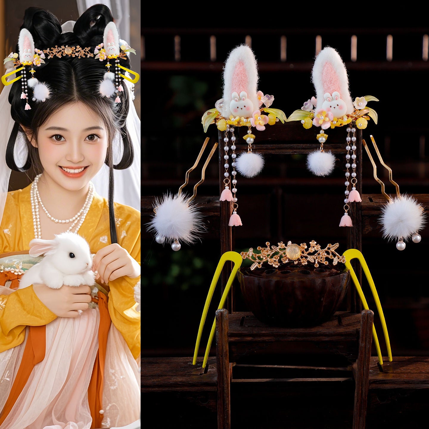 Traditional Chinese Hair jewelry Yuetu 月兔 Hanfu Historical Headgear