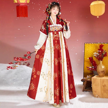 TANG Dynasty Clothing Jinli 锦鲤 Ruqun Women's Chinese Traditional Thicken Velvet Lunar New Year Hanfu Autumn Winter