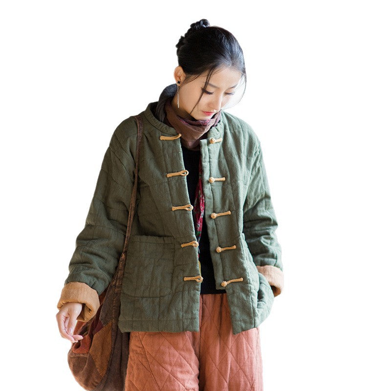 Linen Ticken Coat  Yuanyi "远意" Han Element Clothing Women's Modern Hanfu Winter Autumn