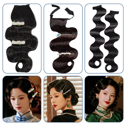 Traditional Chinese Qipao Hairstyle Wig Yeshanghai 夜上海 Hanfu Historical Hairpieces