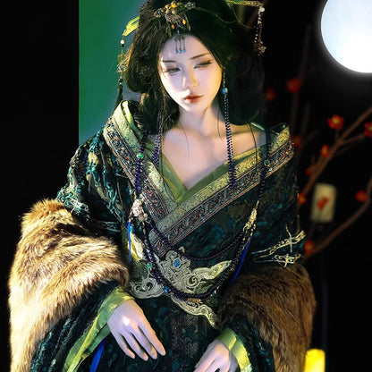 Warring States Clothing  Dugujialuo 独孤伽罗 Women's Chinese Traditional Thicken Velvet Hanfu Dress Autumn Winter