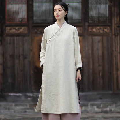 Linen Dress Monian "默念" Han Element Clothing Women's Modern Hanfu Spring Autumn