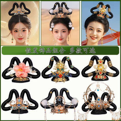 Traditional Chinese Hairstyle Wig Feitian 飞天Hanfu Historical Royal Hairpieces