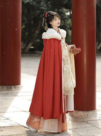 Chinese Clothing Women's Traditional Thicken Velvet Cloak Hanfu Autumn Winter