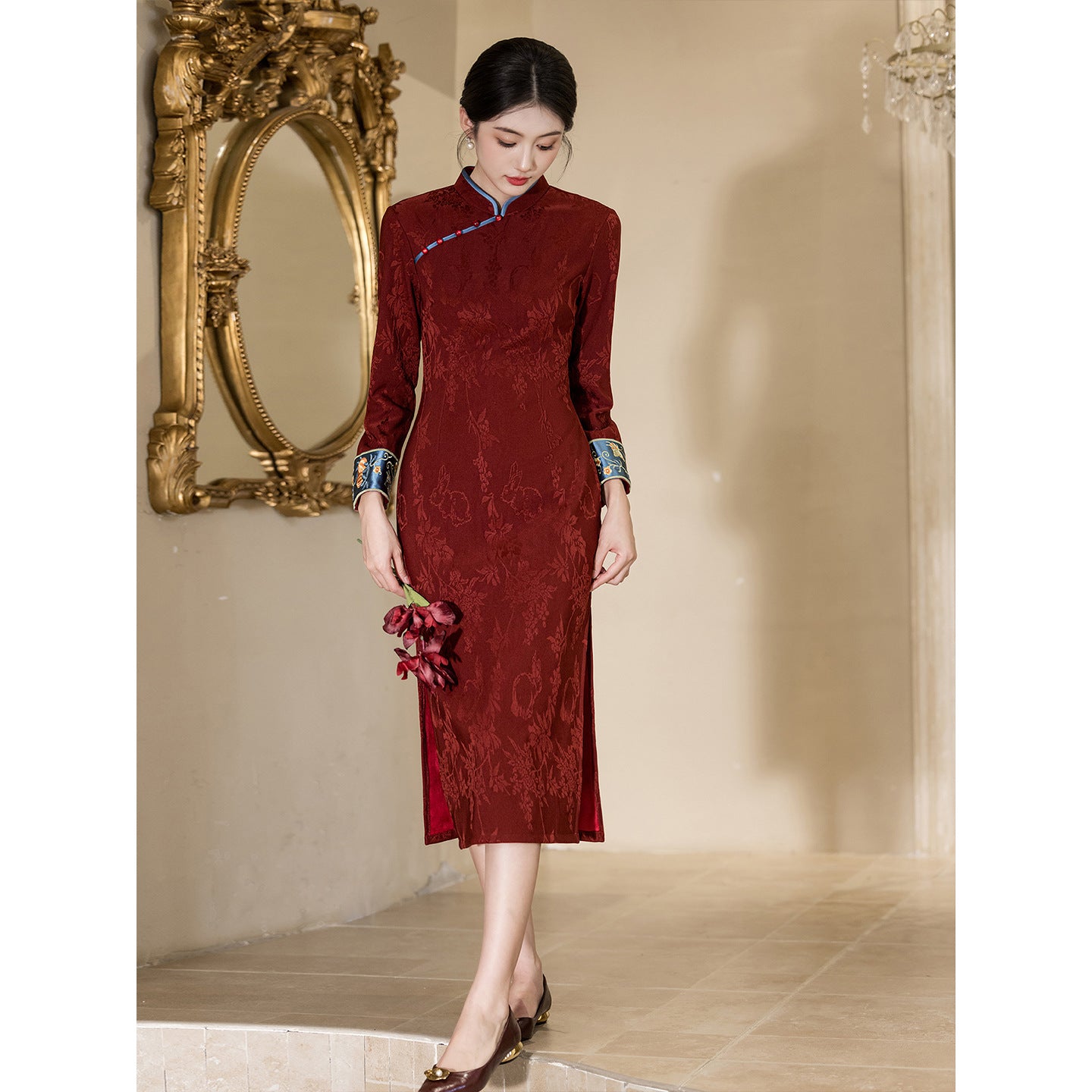 Women's Qipao Manyue 满月 Asian Dress Chinese Modern Hanfu Clothing Cheongsam Autumn Spring