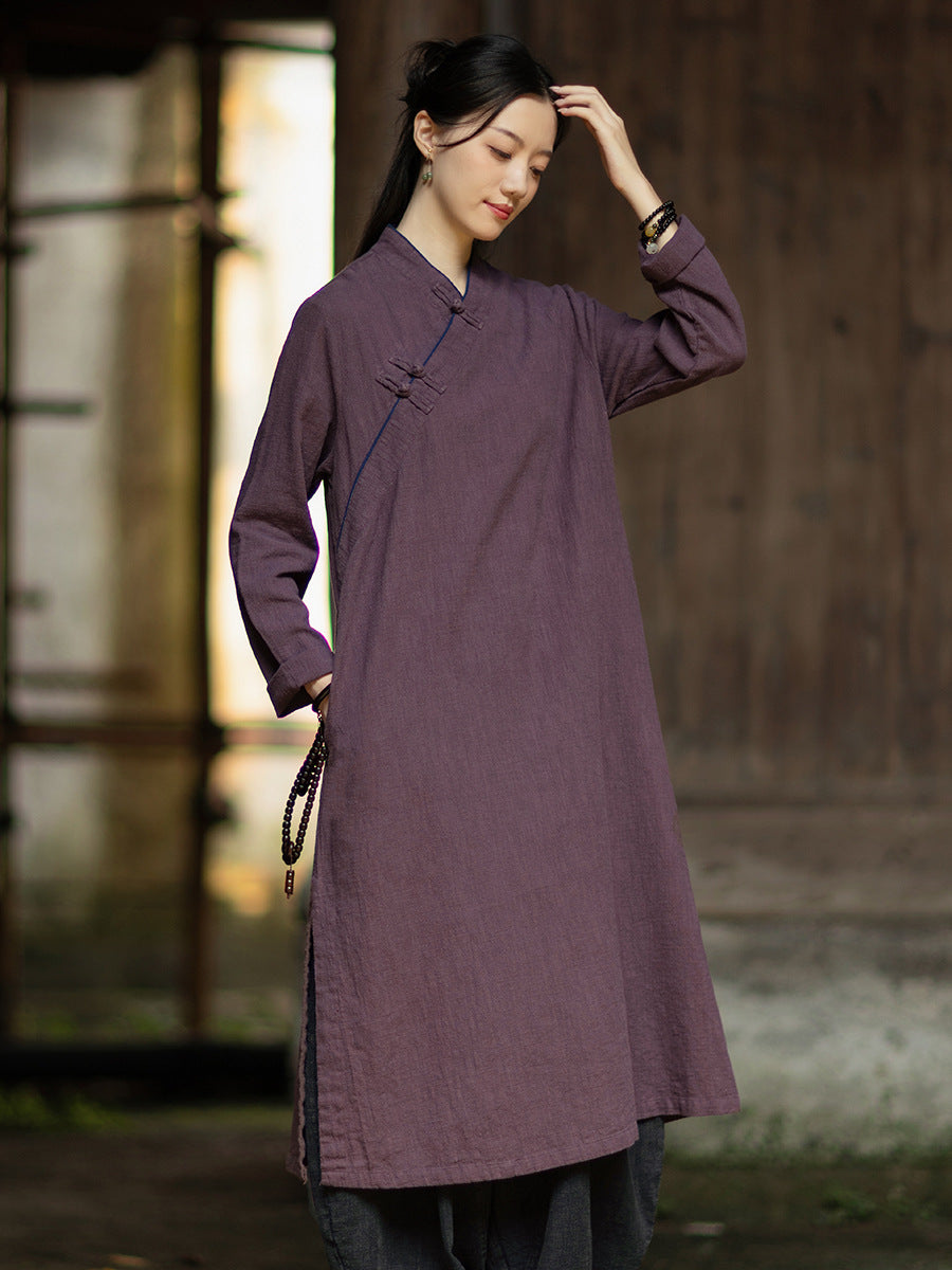 Linen Dress Monian "默念" Han Element Clothing Women's Modern Hanfu Spring Autumn